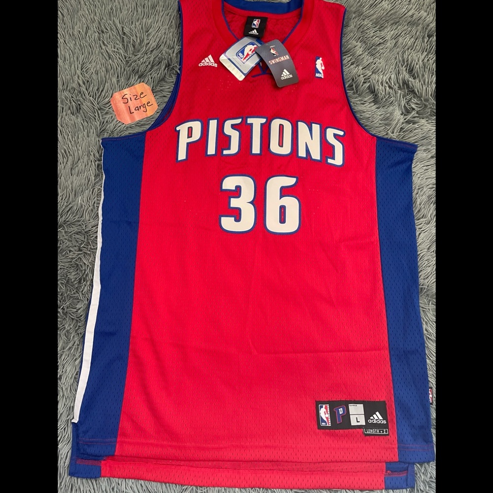PISTONS JERSEY THROWBACK NWT NEW SIZE L 2X LONG 36